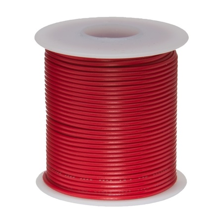 REMINGTON INDUSTRIES 18 AWG Gauge Stranded Hook Up Wire, 25 ft Length, Red, 0.0403 Diameter, PTFE, 600 Volts 18PTFESTRRED25